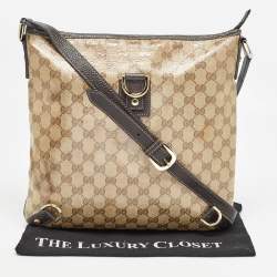 Gucci Beige GG Crystal Canvas and Leather Abbey Messenger Bag