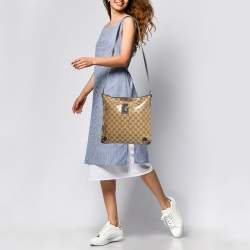 Gucci Beige GG Crystal Canvas and Leather Abbey Messenger Bag