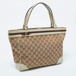 Pre Owned Gucci Brown/Beige GG Canvas and Leather Medium Mayfair Bow Tote