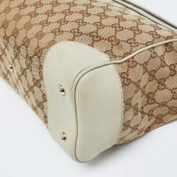 Pre Owned Gucci Brown/Beige GG Canvas and Leather Medium Mayfair Bow Tote