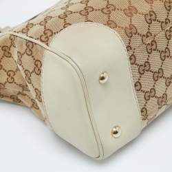 Pre Owned Gucci Brown/Beige GG Canvas and Leather Medium Mayfair Bow Tote