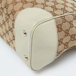 Pre Owned Gucci Brown/Beige GG Canvas and Leather Medium Mayfair Bow Tote