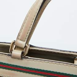 Pre Owned Gucci Brown/Beige GG Canvas and Leather Medium Mayfair Bow Tote