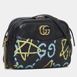 Gucci Black Leather Ghost GG Marmont Bag