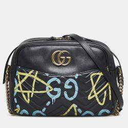 Gucci Black Leather Ghost GG Marmont Bag