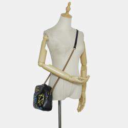 Gucci Black Leather Ghost GG Marmont Bag