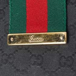 Gucci Black GG Canvas and Leather Web Flap Wallet