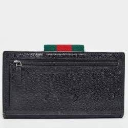 Gucci Black GG Canvas and Leather Web Flap Wallet