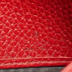 Pre Owned Gucci Red Leather Double G Flap Continental Wallet