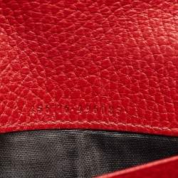 Pre Owned Gucci Red Leather Double G Flap Continental Wallet
