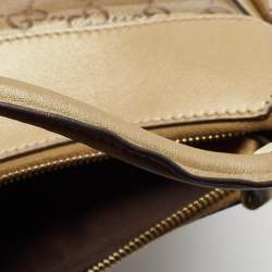 Pre Owned Gucci Beige/Gold GG Crystal Canvas Large D Ring Hobo