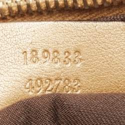 Pre Owned Gucci Beige/Gold GG Crystal Canvas Large D Ring Hobo