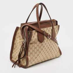 Pre Owned Gucci Brown/Beige GG Canvas Ramble Layered Tote
