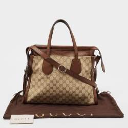 Pre Owned Gucci Brown/Beige GG Canvas Ramble Layered Tote
