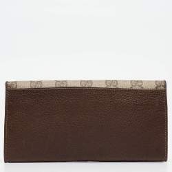 Gucci Brown/Beige GG Supreme Canvas and Leather Bifold Continental Wallet