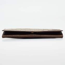 Gucci Brown/Beige GG Supreme Canvas and Leather Bifold Continental Wallet