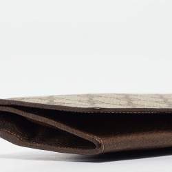 Gucci Brown/Beige GG Supreme Canvas and Leather Bifold Continental Wallet