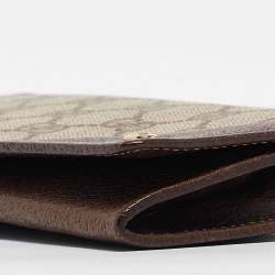 Gucci Brown/Beige GG Supreme Canvas and Leather Bifold Continental Wallet
