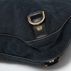 Pre Owned Gucci Black GG Canvas and Leather Abbey D-Ring Hobo