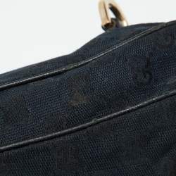 Pre Owned Gucci Black GG Canvas and Leather Abbey D-Ring Hobo