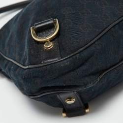 Pre Owned Gucci Black GG Canvas and Leather Abbey D-Ring Hobo