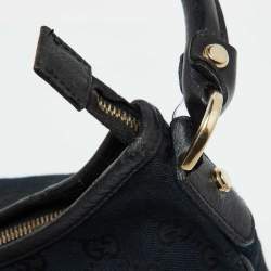Pre Owned Gucci Black GG Canvas and Leather Abbey D-Ring Hobo
