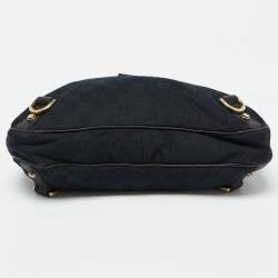 Pre Owned Gucci Black GG Canvas and Leather Abbey D-Ring Hobo