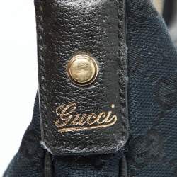 Pre Owned Gucci Black GG Canvas and Leather Abbey D-Ring Hobo