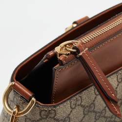 Gucci Brown/Beige GG Supreme Canvas Zip Tote