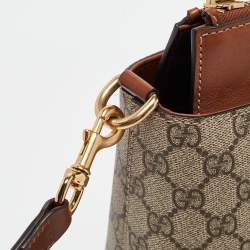 Gucci Brown/Beige GG Supreme Canvas Zip Tote
