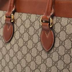 Gucci Brown/Beige GG Supreme Canvas Zip Tote