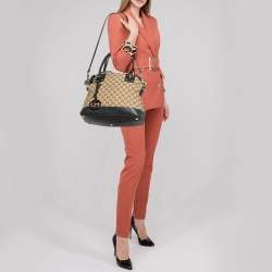 Pre Owned Gucci Brown/Dark Green GG Canvas and Leather Charm Dome Satchel