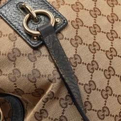 Pre Owned Gucci Brown/Dark Green GG Canvas and Leather Charm Dome Satchel