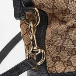 Pre Owned Gucci Brown/Dark Green GG Canvas and Leather Charm Dome Satchel