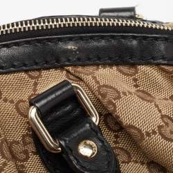 Pre Owned Gucci Black/Beige GG Canvas and Leather Medium Sukey Bag