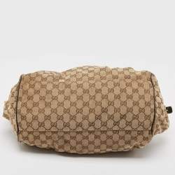 Pre Owned Gucci Black/Beige GG Canvas and Leather Medium Sukey Bag
