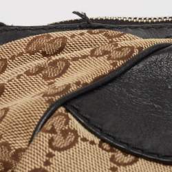 Pre Owned Gucci Black/Beige GG Canvas and Leather Medium Sukey Bag