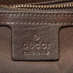 Pre Owned Gucci Dark Brown/Beige GG Canvas Interlocking Icon Hobo