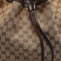 Pre Owned Gucci Dark Brown/Beige GG Canvas Interlocking Icon Hobo