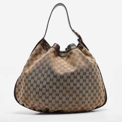 Pre Owned Gucci Dark Brown/Beige GG Canvas Interlocking Icon Hobo