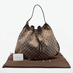 Pre Owned Gucci Dark Brown/Beige GG Canvas Interlocking Icon Hobo