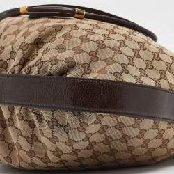 Pre Owned Gucci Dark Brown/Beige GG Canvas Interlocking Icon Hobo