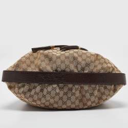 Pre Owned Gucci Dark Brown/Beige GG Canvas Interlocking Icon Hobo