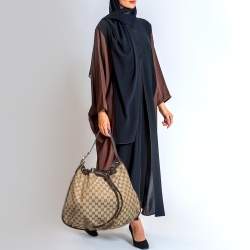 Pre Owned Gucci Dark Brown/Beige GG Canvas Interlocking Icon Hobo