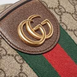 Pre Owned Gucci Beige/Ebony GG Supreme Canvas and Leather Small Ophidia Backpack