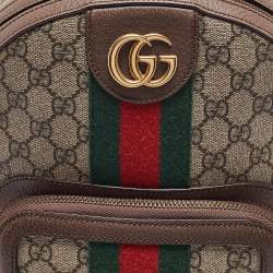 Pre Owned Gucci Beige/Ebony GG Supreme Canvas and Leather Small Ophidia Backpack