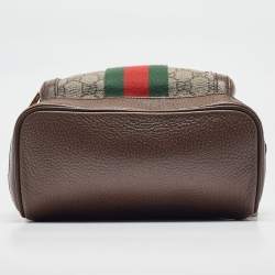 Pre Owned Gucci Beige/Ebony GG Supreme Canvas and Leather Small Ophidia Backpack