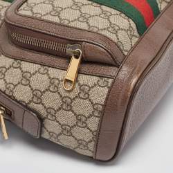 Pre Owned Gucci Beige/Ebony GG Supreme Canvas and Leather Small Ophidia Backpack
