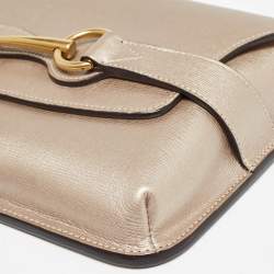 Pre Owned Gucci Metallic Beige Leather Bright Bit Clutch