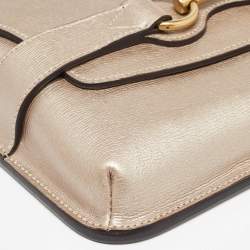 Pre Owned Gucci Metallic Beige Leather Bright Bit Clutch